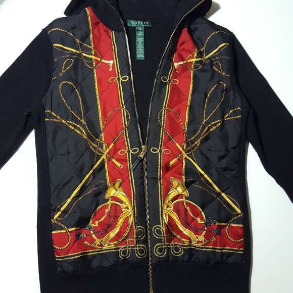 RALPH LAUREN full zip silk front sweater - Picture 3 of 5